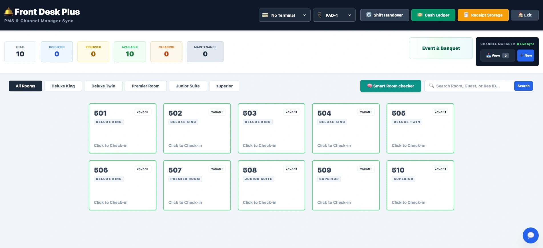 Hotelnplus — front desk operations interface