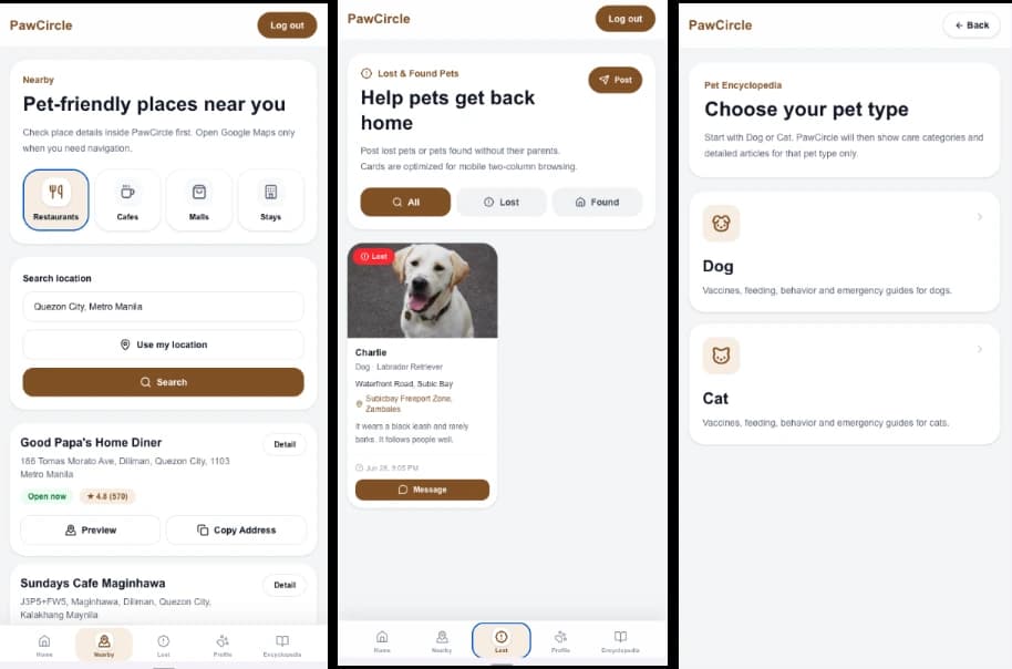 PawCircle — pet services and community interface