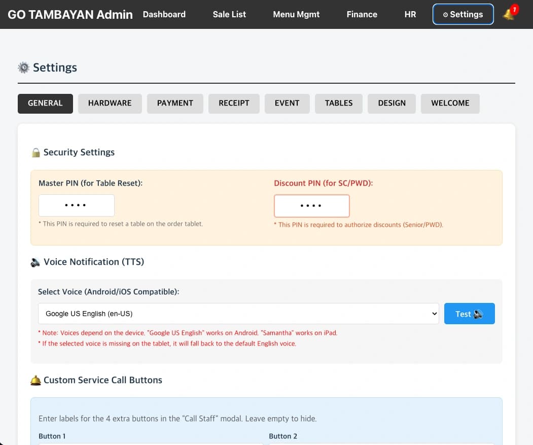 Table Order & Pay — restaurant operations dashboard